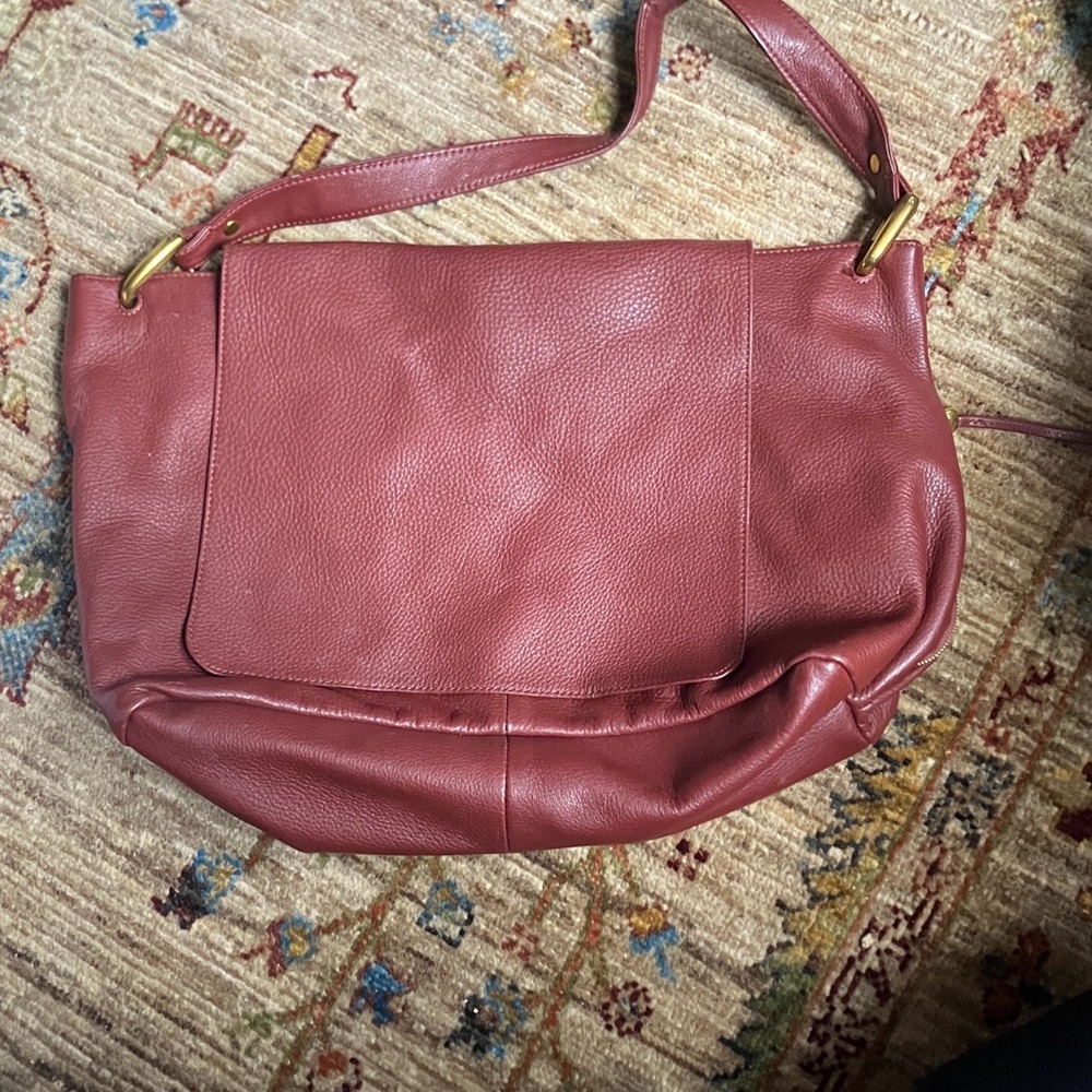 HOBO Burgundy Pebbled Leather Shoulder Bag